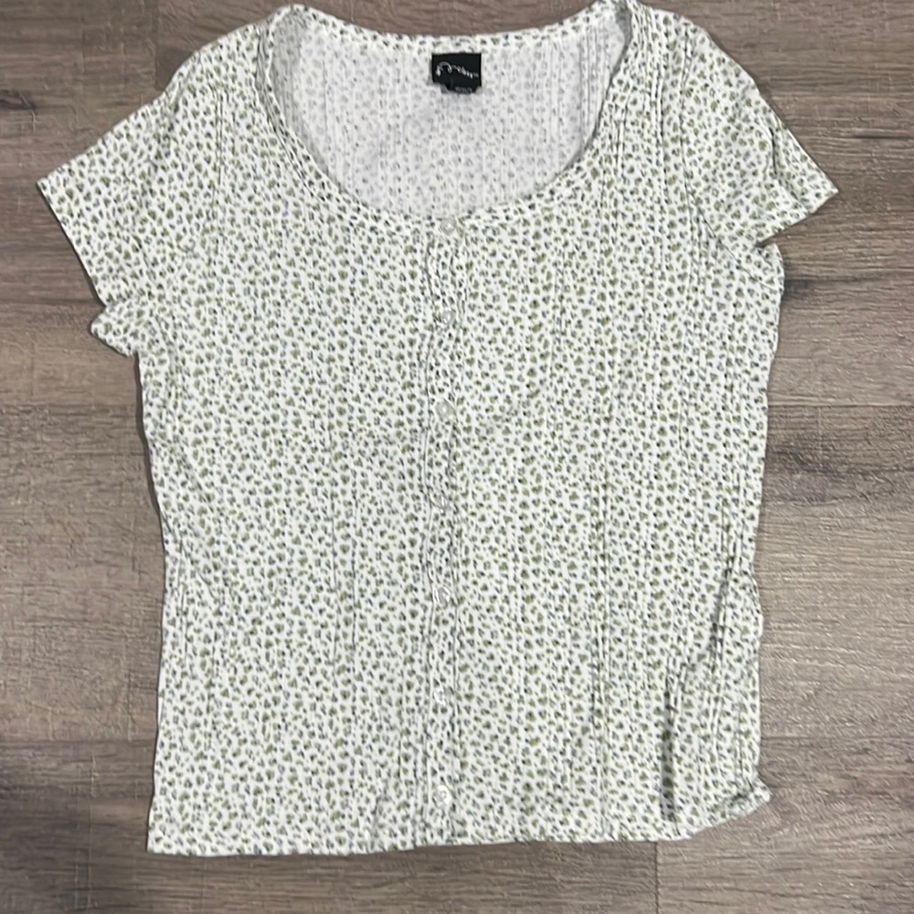Girls, size large 10/12 button-down floral print shirt.